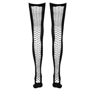 Cottelli LEGWEAR - Czarne Pończochy Z Siateczką Z Tyłu M/L